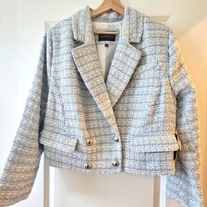 NWT Eloquoi Cropped Tweed Blazer Size 14